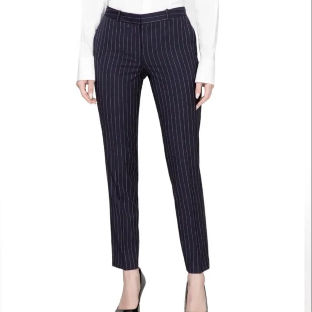 Hugo Boss Tiluna Navy‎ Pinstripe Slim Dress Pant Trousers